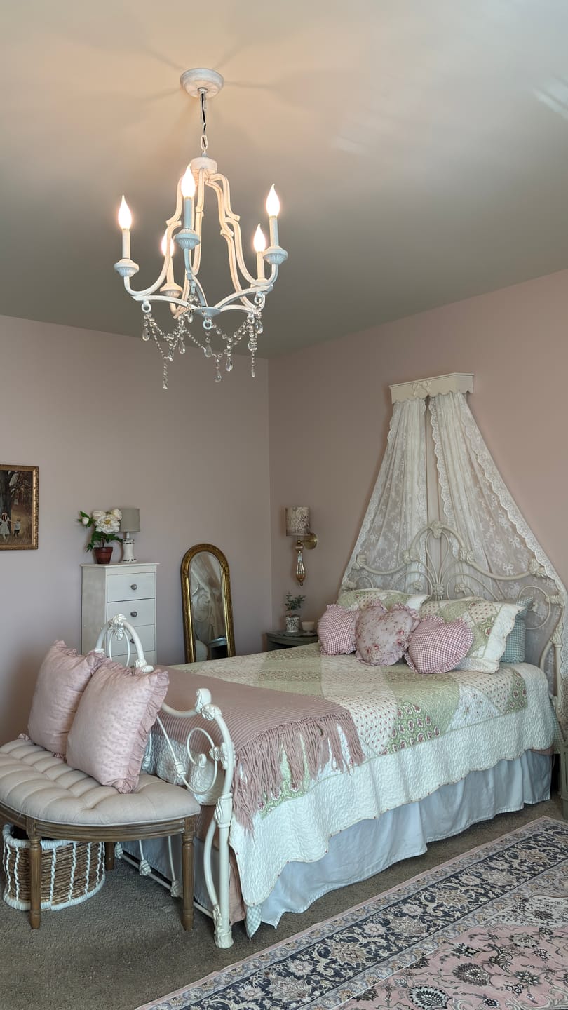 Customer photo review of 5-Light Distressed White Shabby Chic Candle Style Chandelier