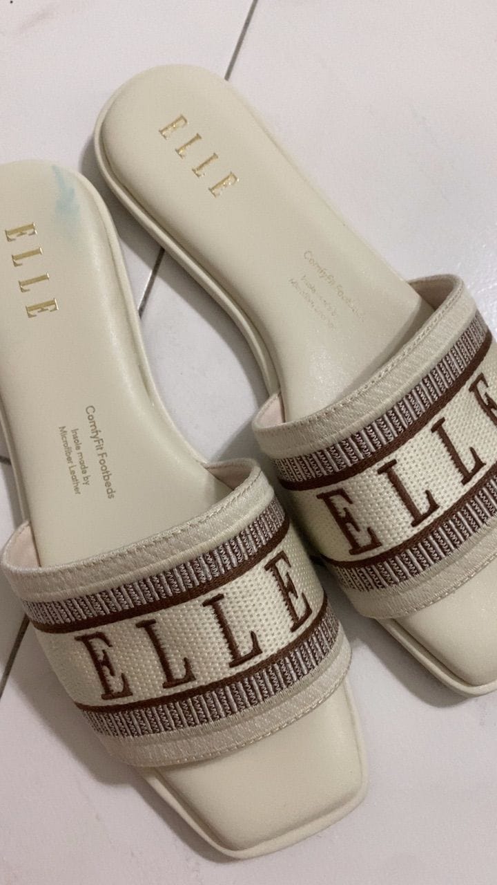 Customer photo review of Renee Logo Stitch Slip-on Sandals In Almond