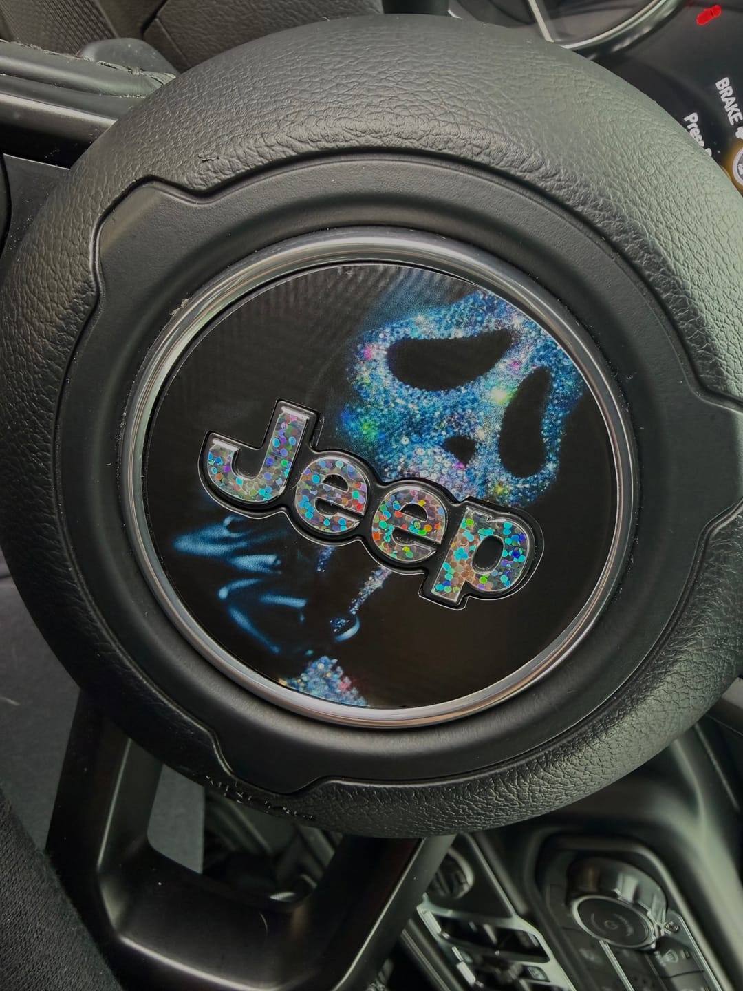 Customer photo review of Design Your Own Steering Wheel Decal for Jeep