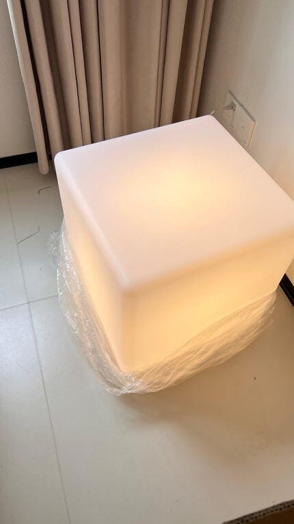 Customer photo review of Floor Lamp, Translucent White Cube Shade, Plug In, 20 to 40 cm
