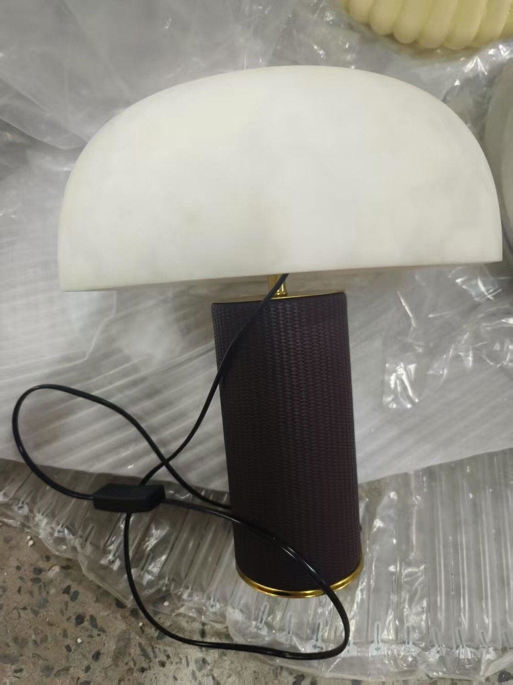 Customer photo review of Faux Alabaster Table Lamp, Woven Leather Base, 31 cm