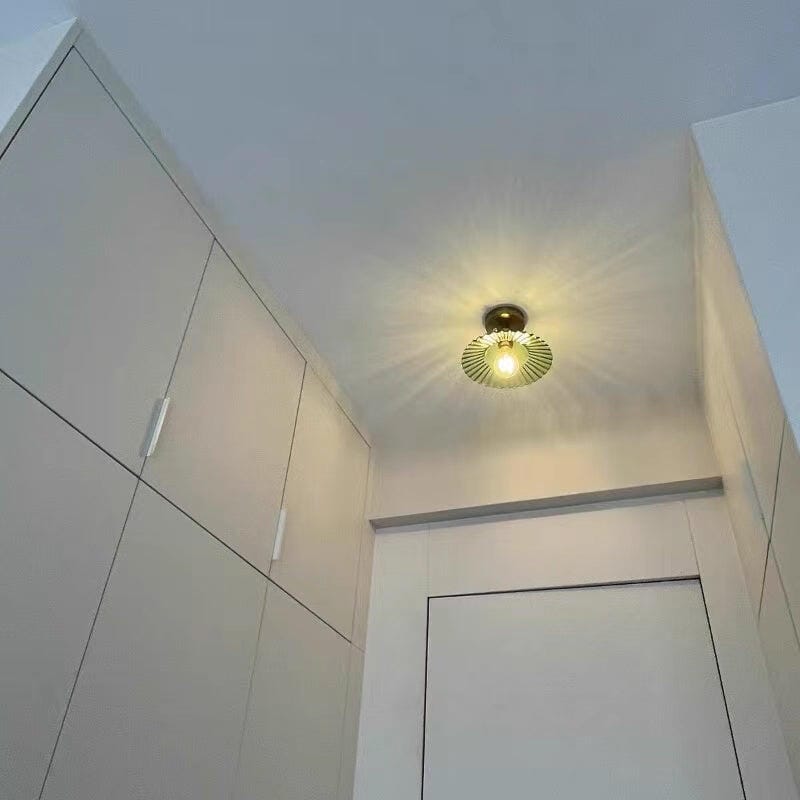 Customer photo review of Ribbed Glass Ceiling Light, Gold Frame, Green or Clear, 22 cm