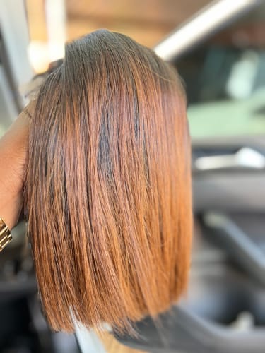 Customer photo review of Vietnamese Super Double Drawn Bone Straight Hand Made 2x6 Closure 10" Ombre Chocolate Brown Wig