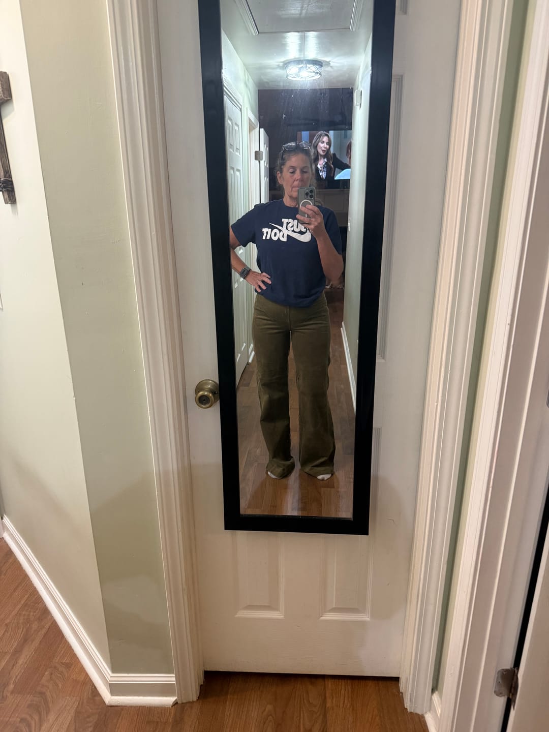 Customer photo review of Judy Blue High Waist Retro Wide Leg Corduroy Pants In Olive FINAL SALE