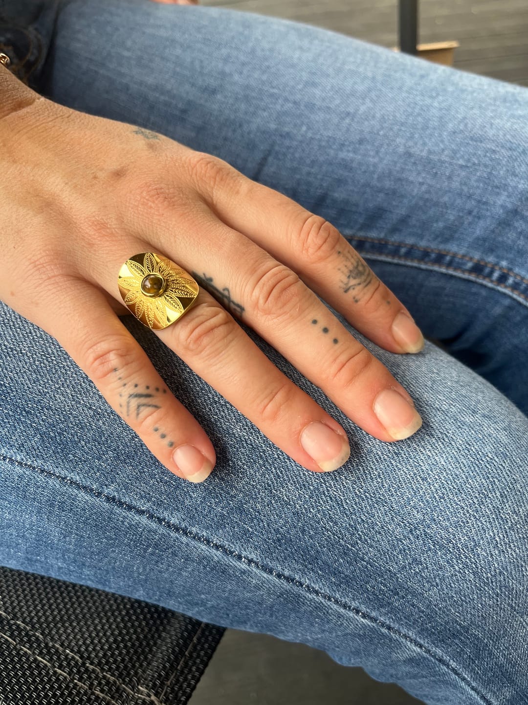 Customer photo review of Bague "Mandala" en Œil de Tigre