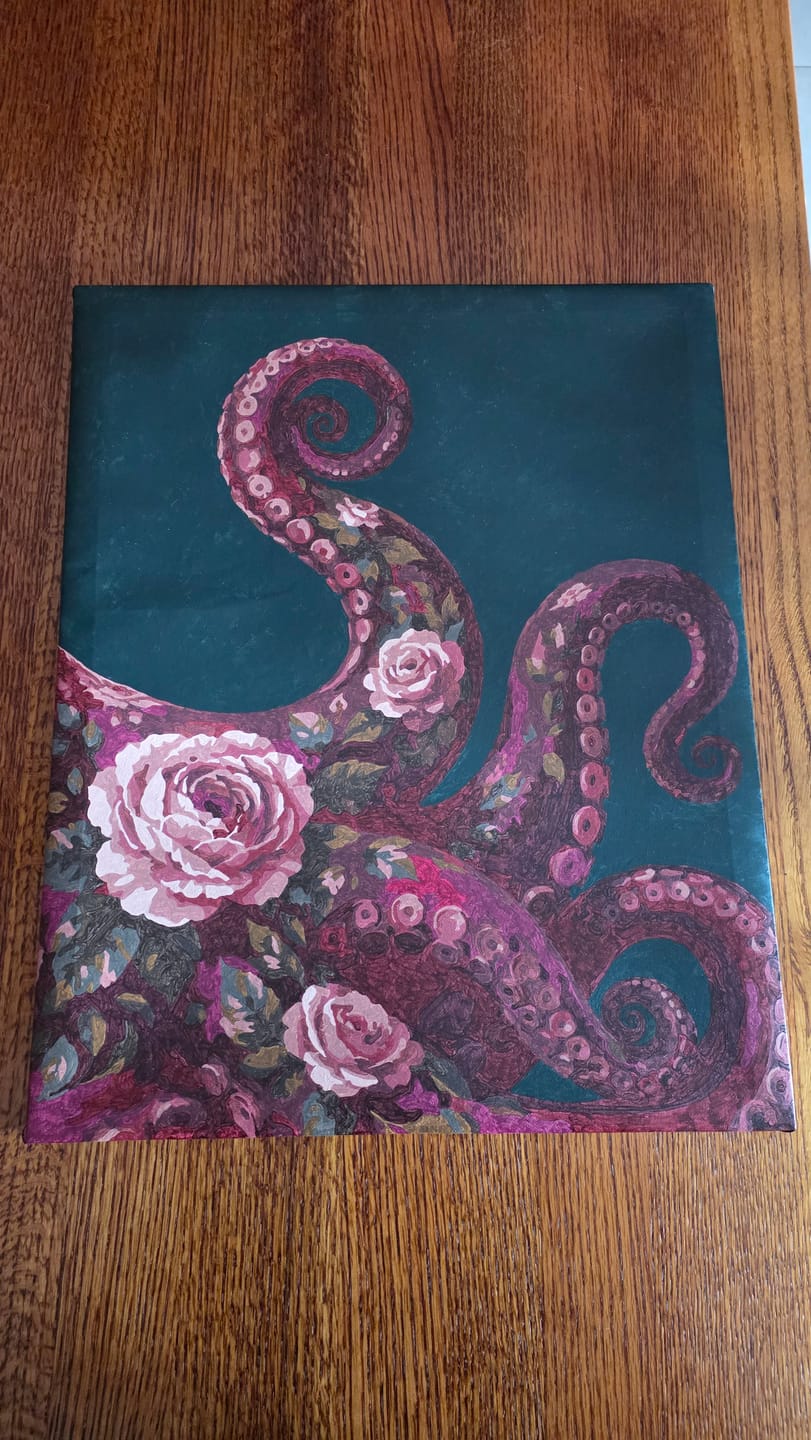Customer photo review of The Blooming Kraken | Paint by Number