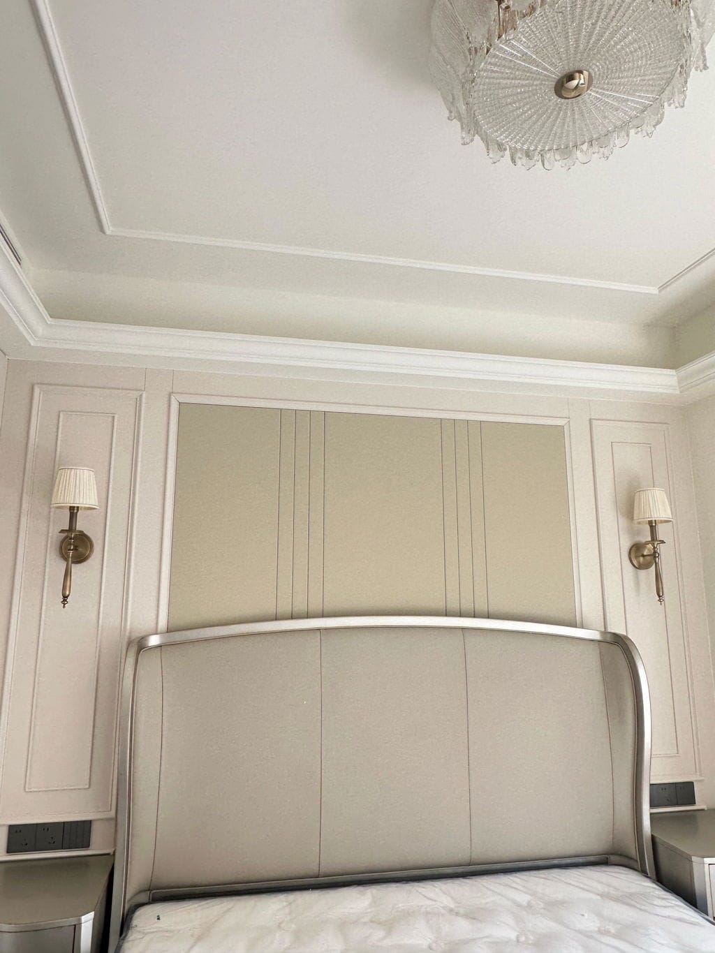 Customer photo review of Wall Light, Beige Fabric Shade, Solid Brass, Wall Sconce