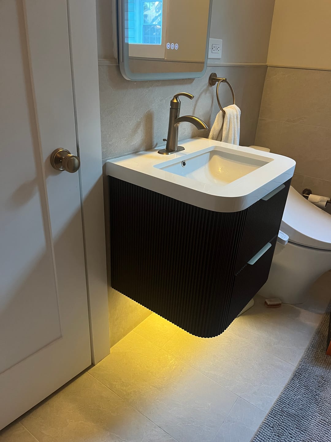 Customer photo review of Haven Fluted 24" Floating Vanity | Modern Curved Wall-Hung Cabinet