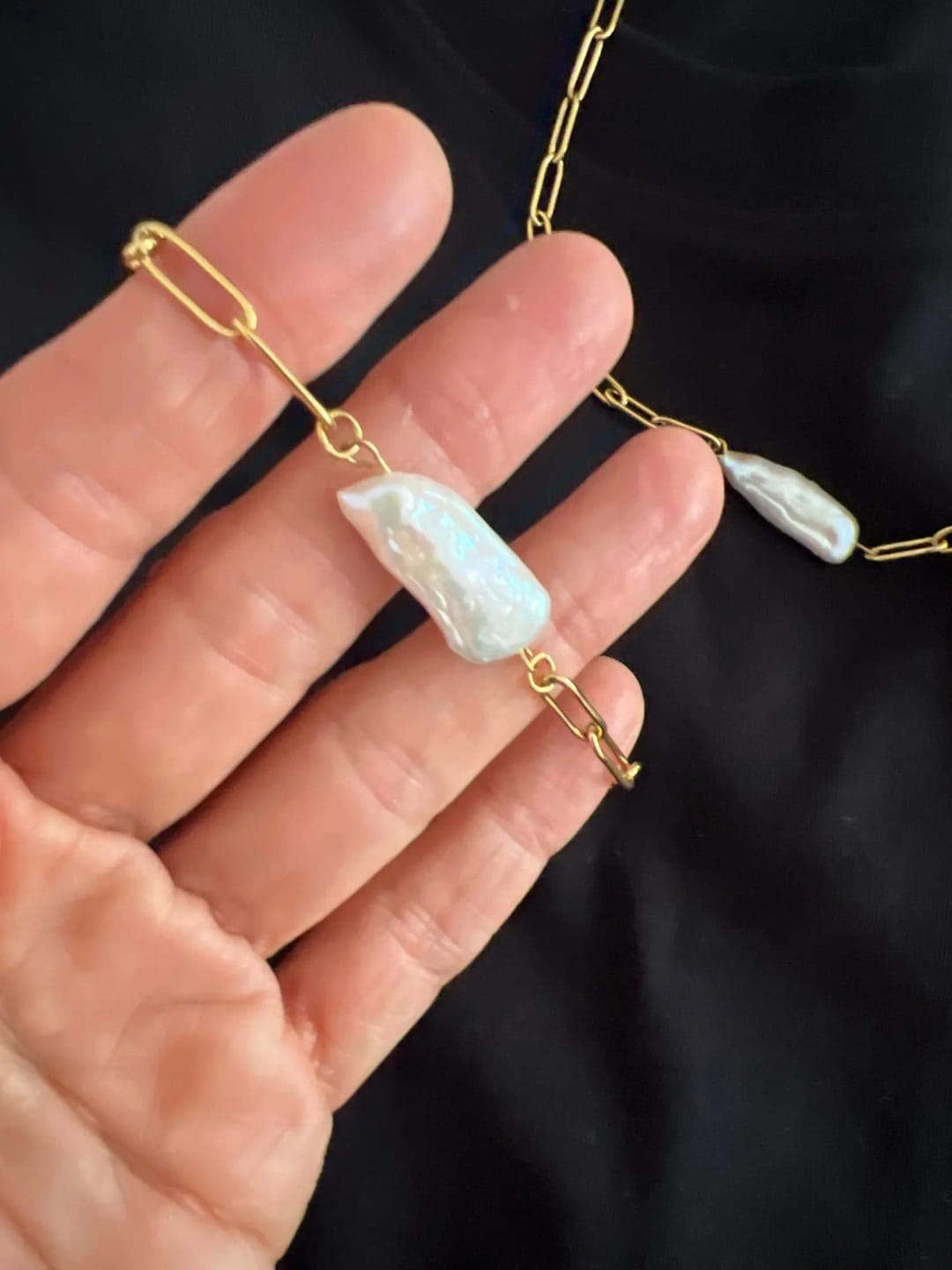 Customer photo review of Pearl Luxe Elegance Necklace