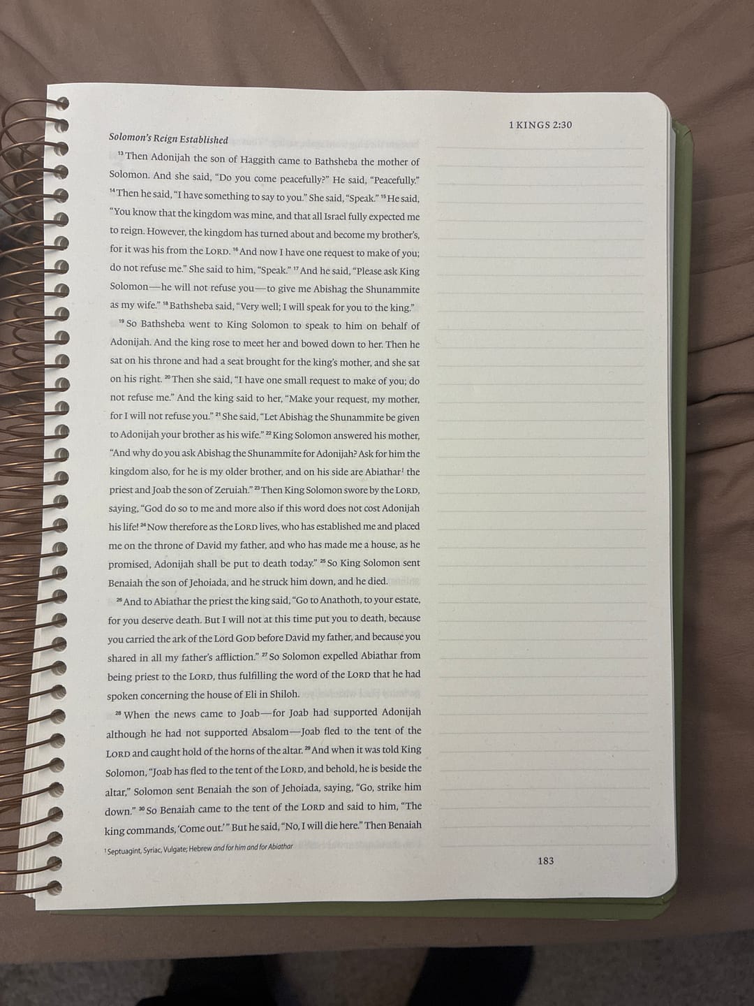 Customer photo review of Spiral Bible™ - ESV - Old Testament - History