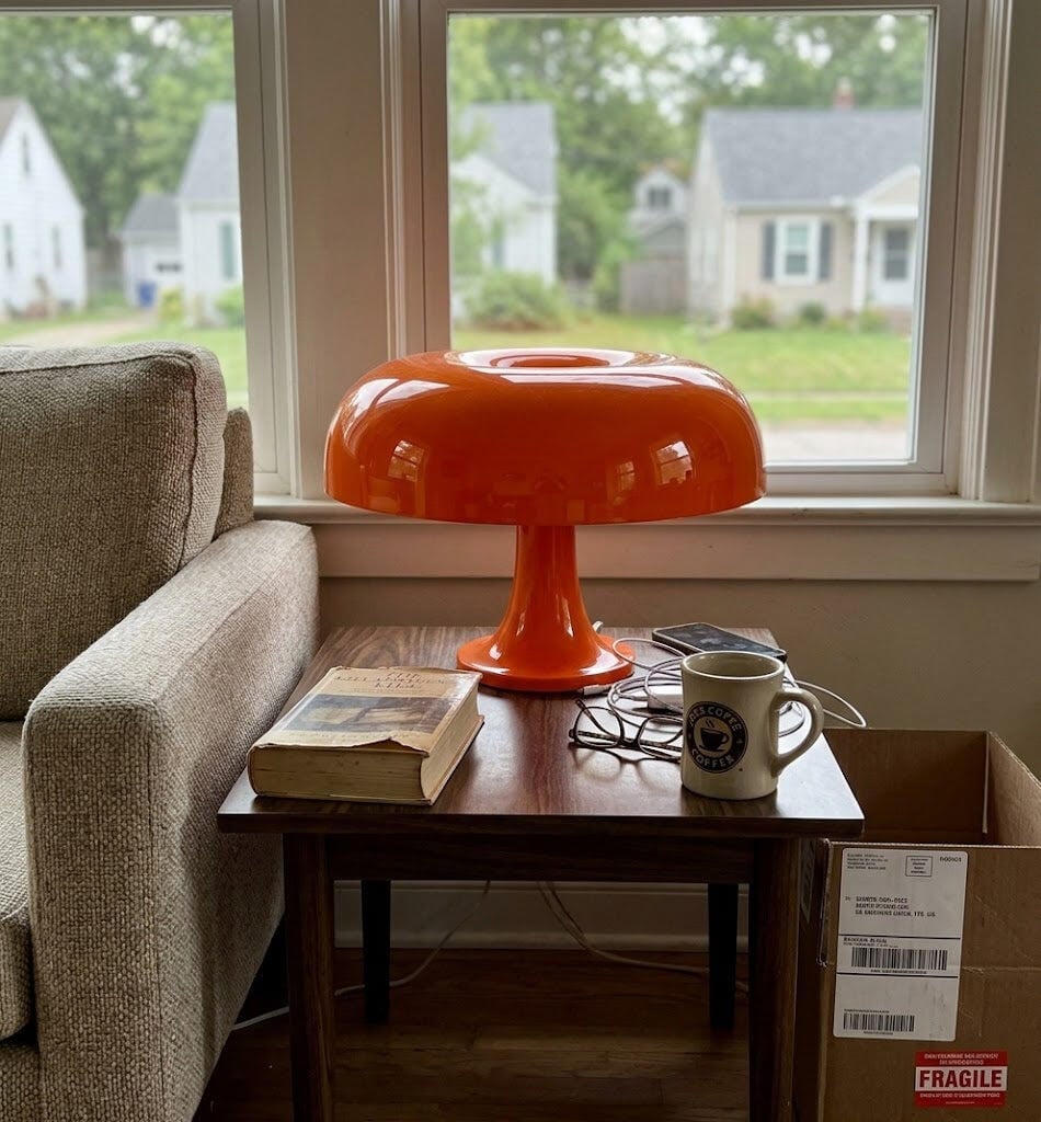 Customer photo review of Table Lamp, Mushroom-Shaped Polycarbonate Body, Plug In, 32 cm