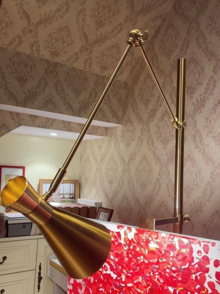 Customer photo review of Gold Floor Lamp, Marble Base, Adjustable Arc Arm, Cone Shade, 170 cm