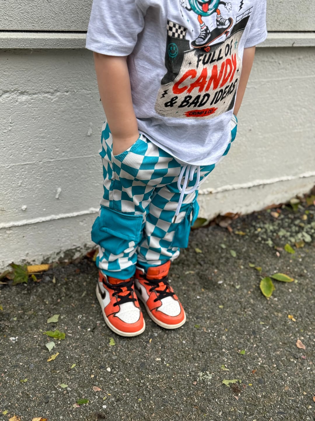 Customer photo review of Checker Dude | Ribbed Teal Cargo Jogger