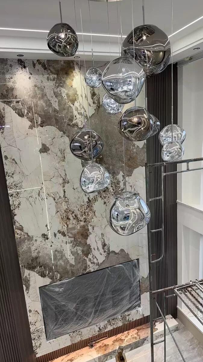 Customer photo review of Glass Pendant Light, Hot-Blown Molten Form, Adjustable 150 cm Cord