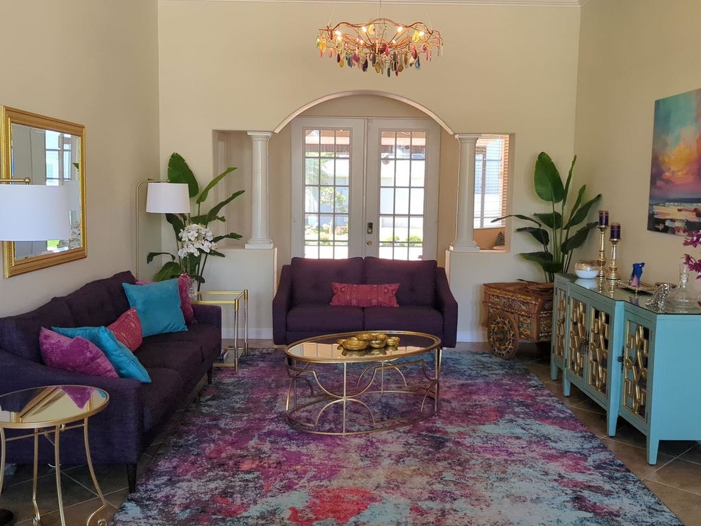 Customer photo review of Agate Slice Chandelier, Rose Gold Frame, 8 or 9 Heads