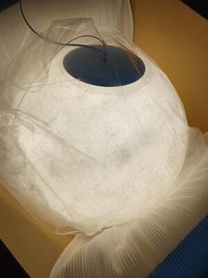 Customer photo review of Pendant Light, Textured White Sphere, Resin and Fibre Shade