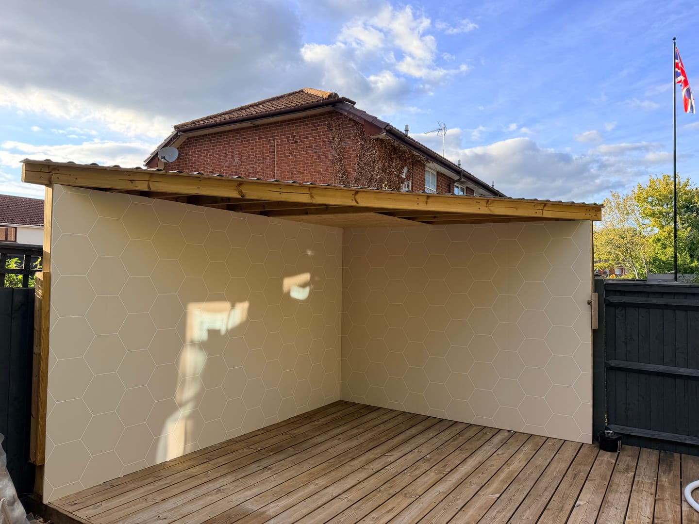Customer photo review of 10mm Natural Beige Hexagonal Matt Shower Panel 1M x 2.4M