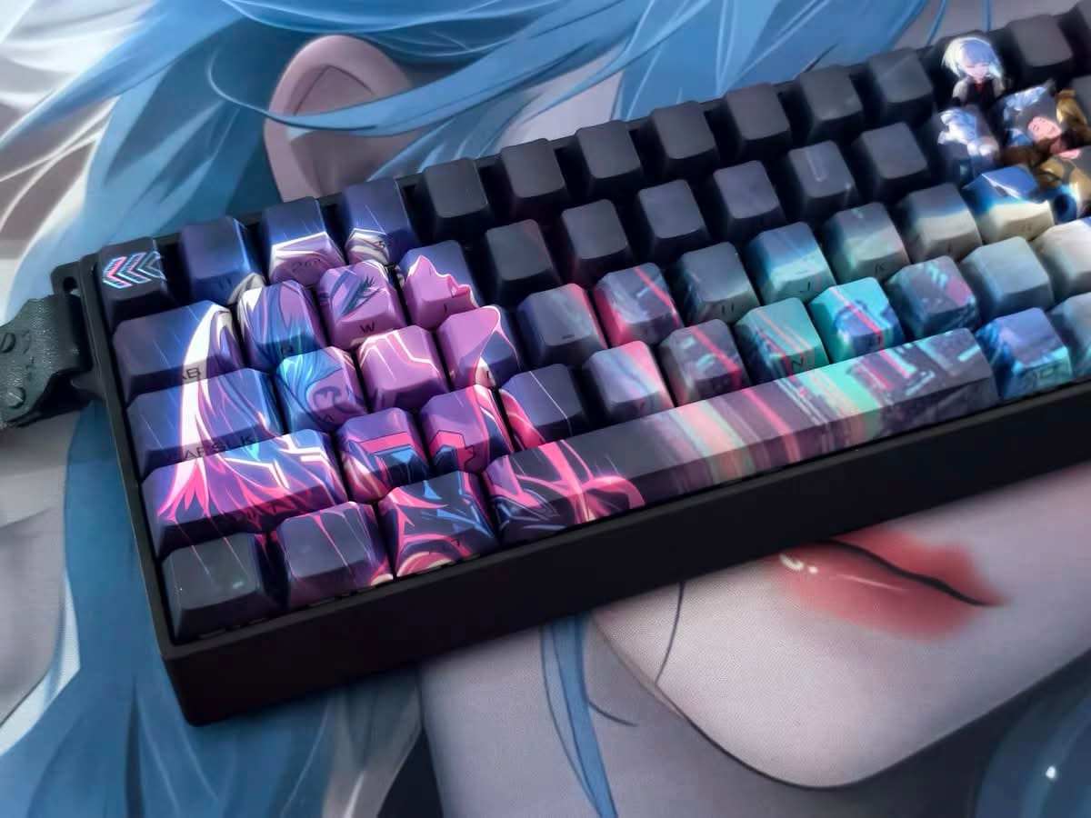 Customer photo review of Lucy Cyberpunk Edgerunners Keycaps