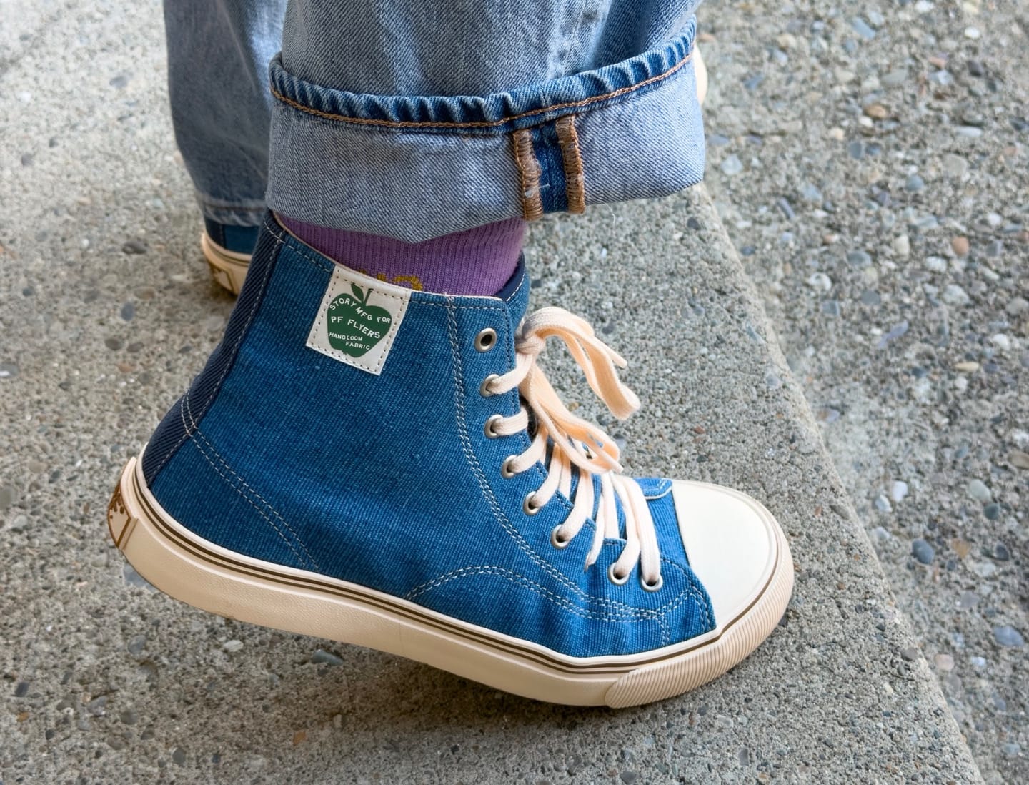 Customer photo review of All-American Story MFG High-Top Indigo/Ecru
