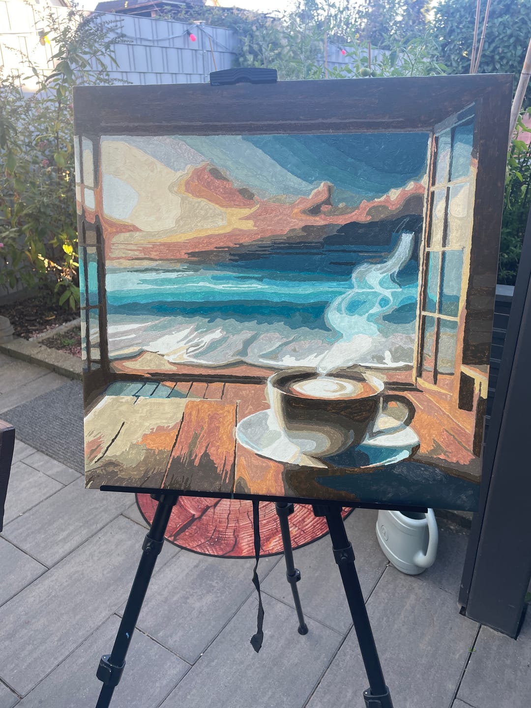 Customer photo review of Malen nach Zahlen - Kaffeegenuss am Meer