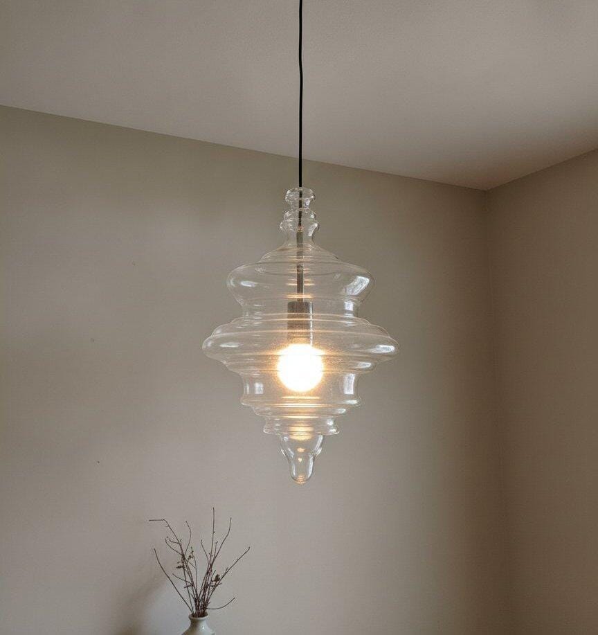 Customer photo review of Glass Pendant Light, Handcrafted Tiered Shade, Adjustable 150 cm Cord
