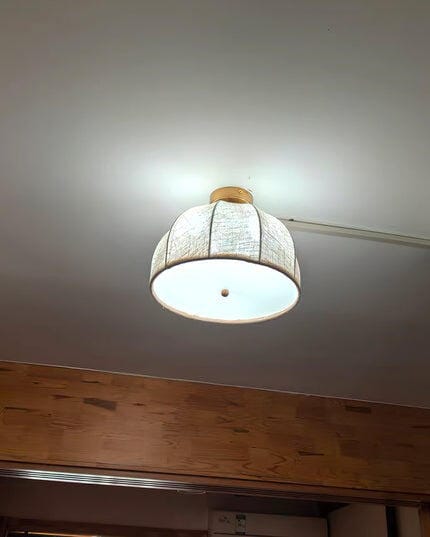 Customer photo review of Ceiling Light, Natural Linen Shade, Gold Iron Frame, Flush Mount