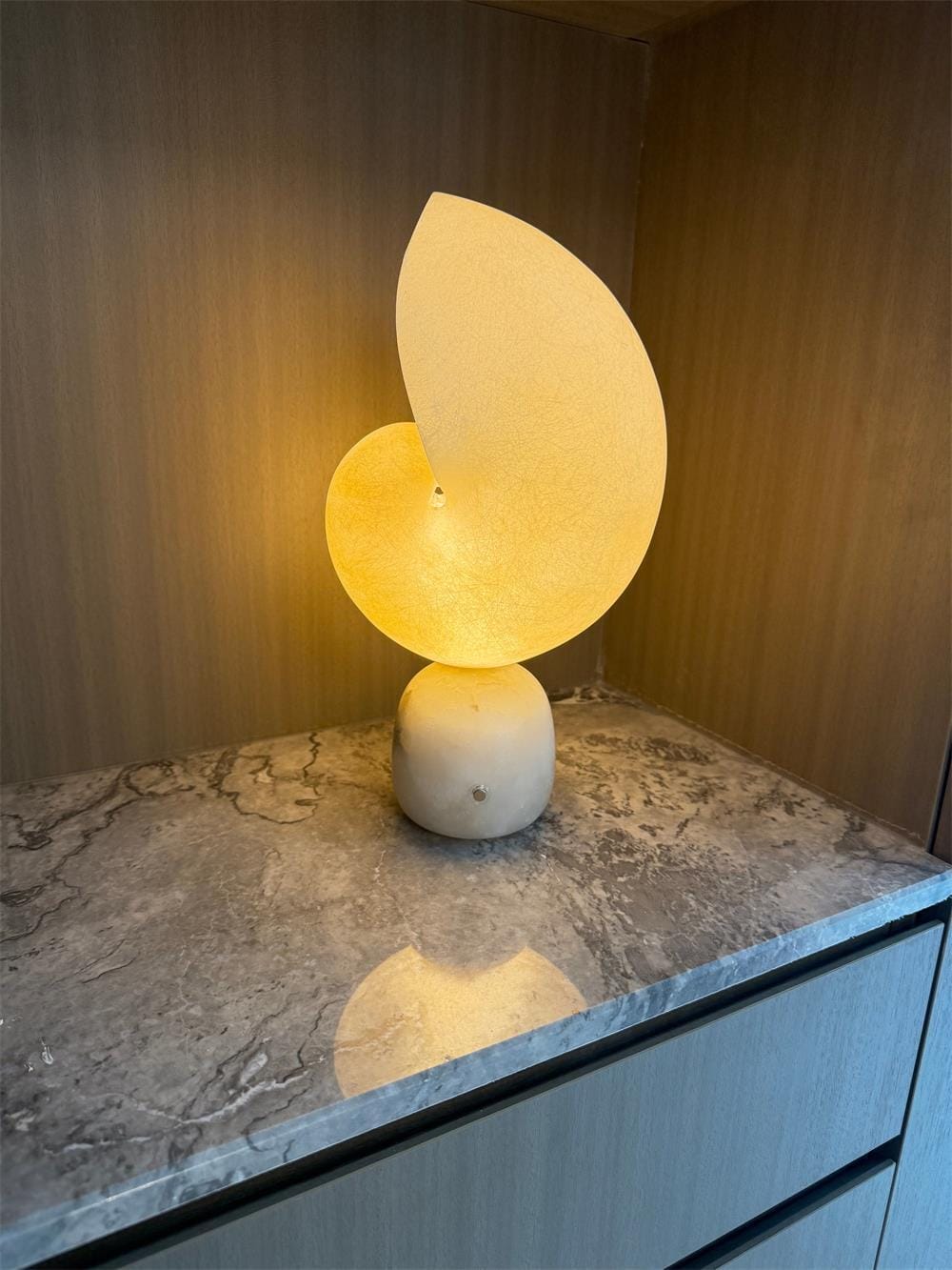 Customer photo review of Alabaster Table Lamp, Translucent Stone Shade, Touch Switch