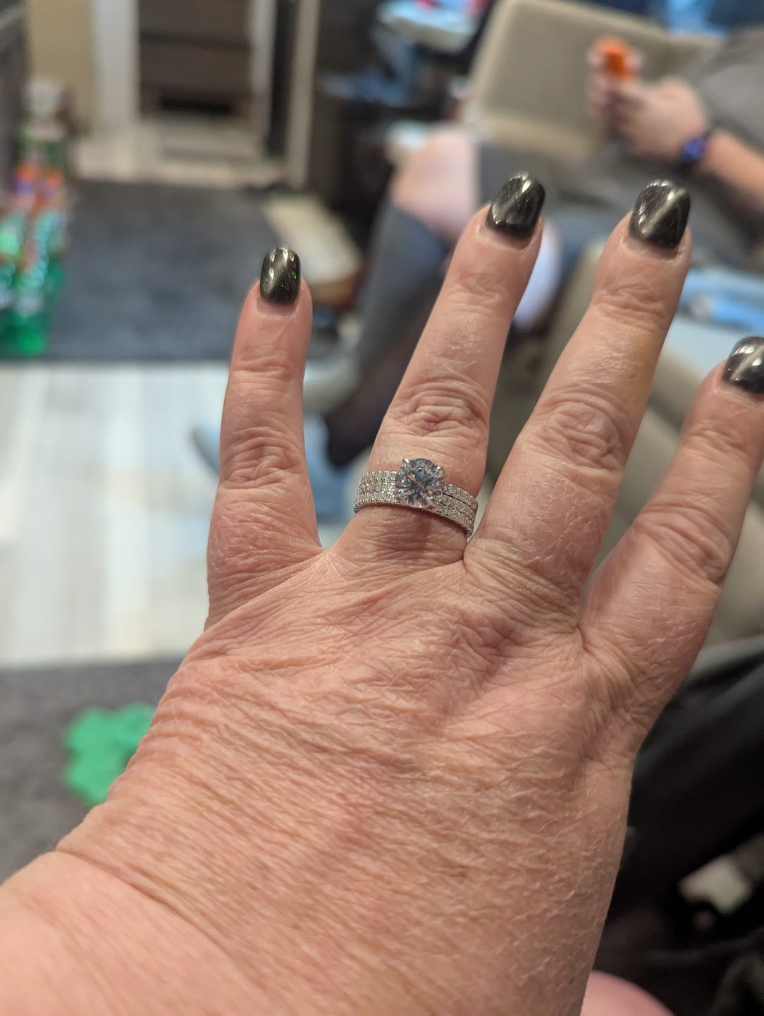 Customer photo review of S925 3PC Wedding Ring Set 2.0 Ct Round Cut With 2PC Half Eternity Wedding Band Stackable Wedding Rings