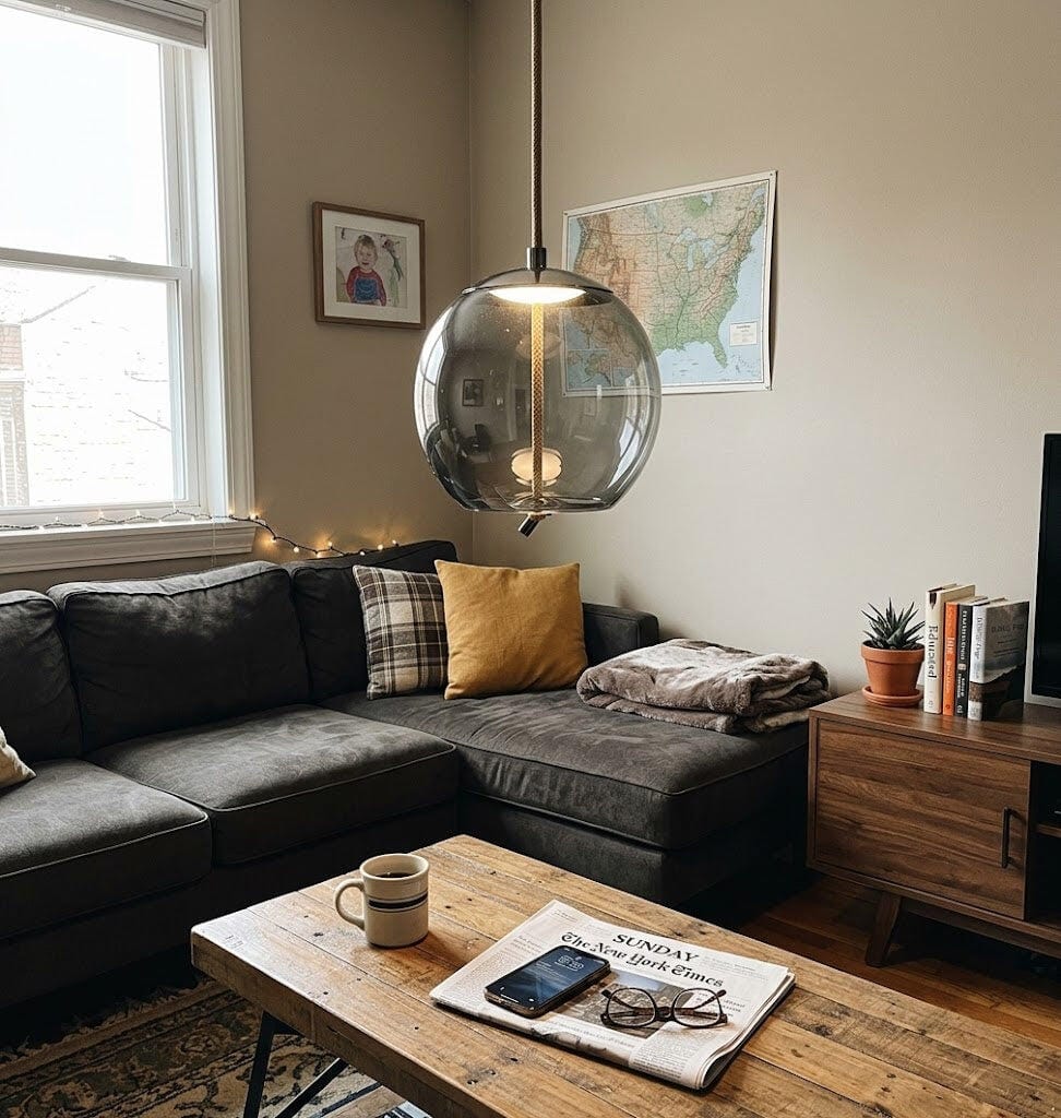 Customer photo review of Blown Glass Pendant Light, Hemp Rope Cord, Iron Hardware, Built-In LED