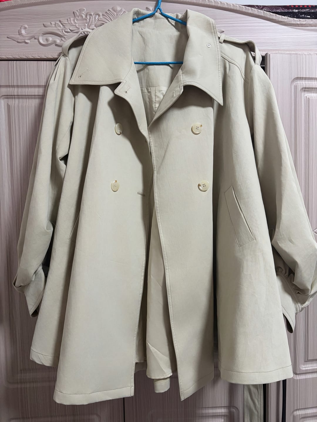 Customer photo review of WARDEN EDGE Oversized High-Neck Balloon Sleeve Belted Trench Coat