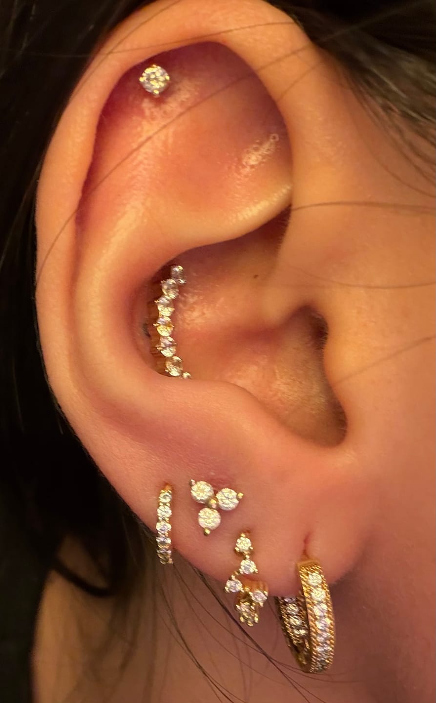 Customer photo review of ESTELLA Constellation Huggie Hoop