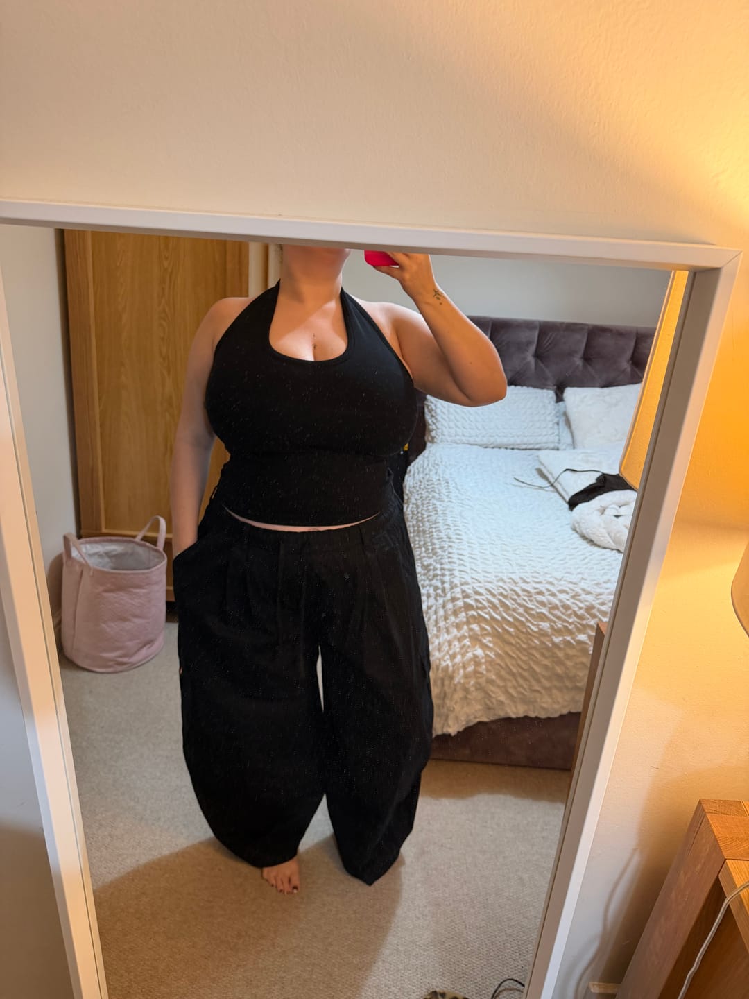 Customer photo review of 'Kiki' Black Fuller Bust Cotton Ribbed Halter Tank