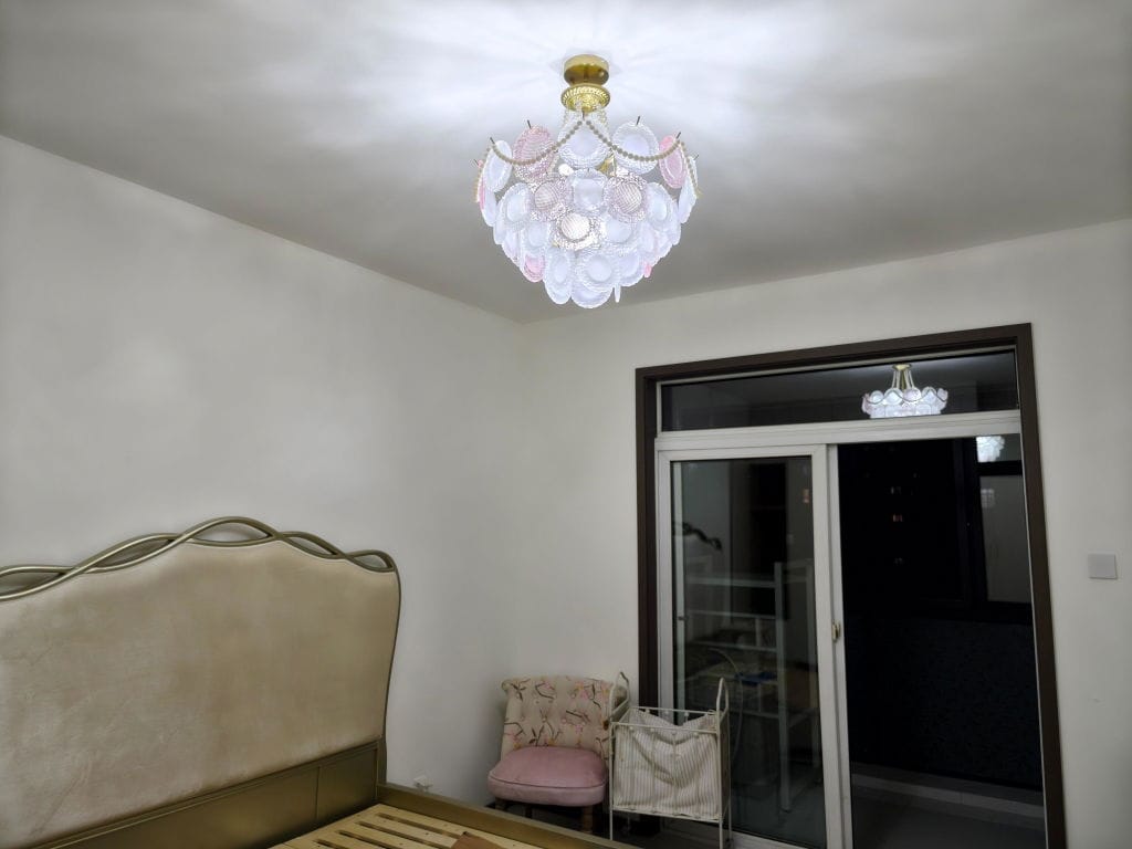 Customer photo review of Gold Pendant Light, Cascading Petal Chandelier, Glass, 50 to 80 cm