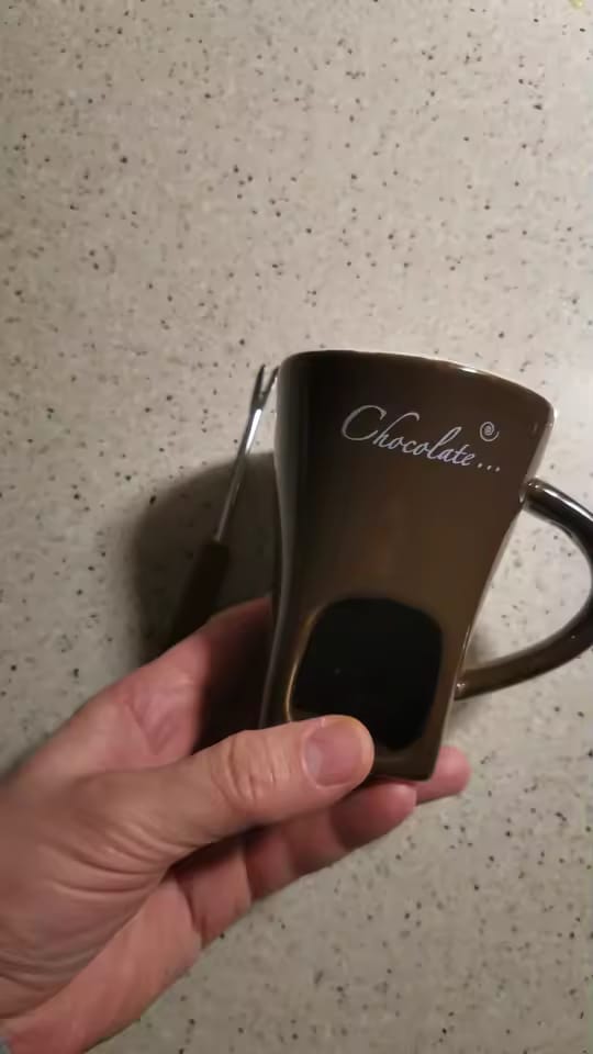 Customer photo review of Taza Fondue de Chocolate de Cerámica 130 ml con Tenedor