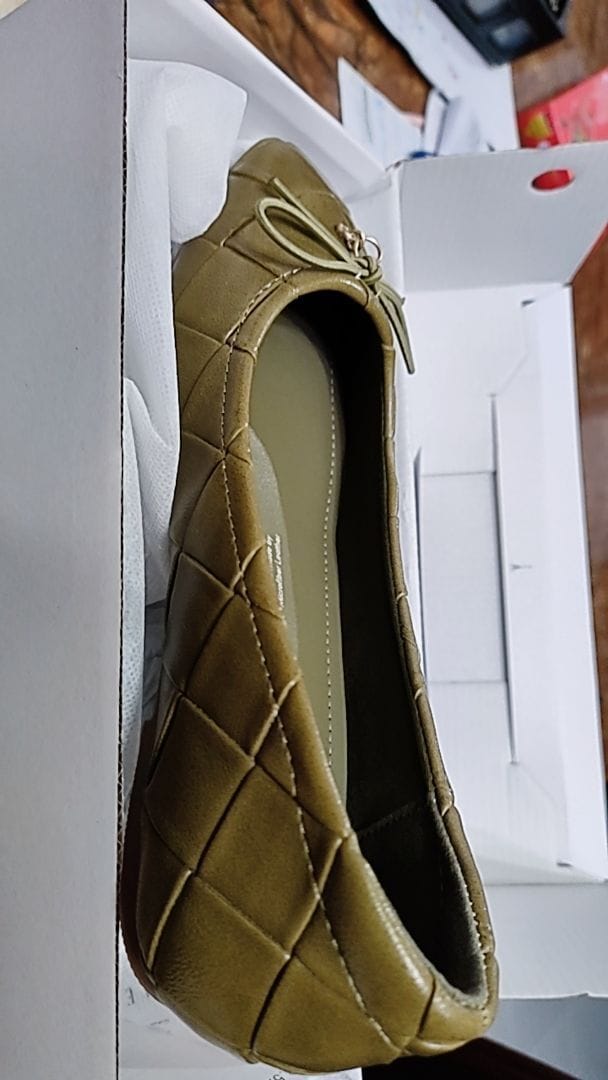 Customer photo review of Romy Embossed-Pattern Slip-on Ballerinas In Olive
