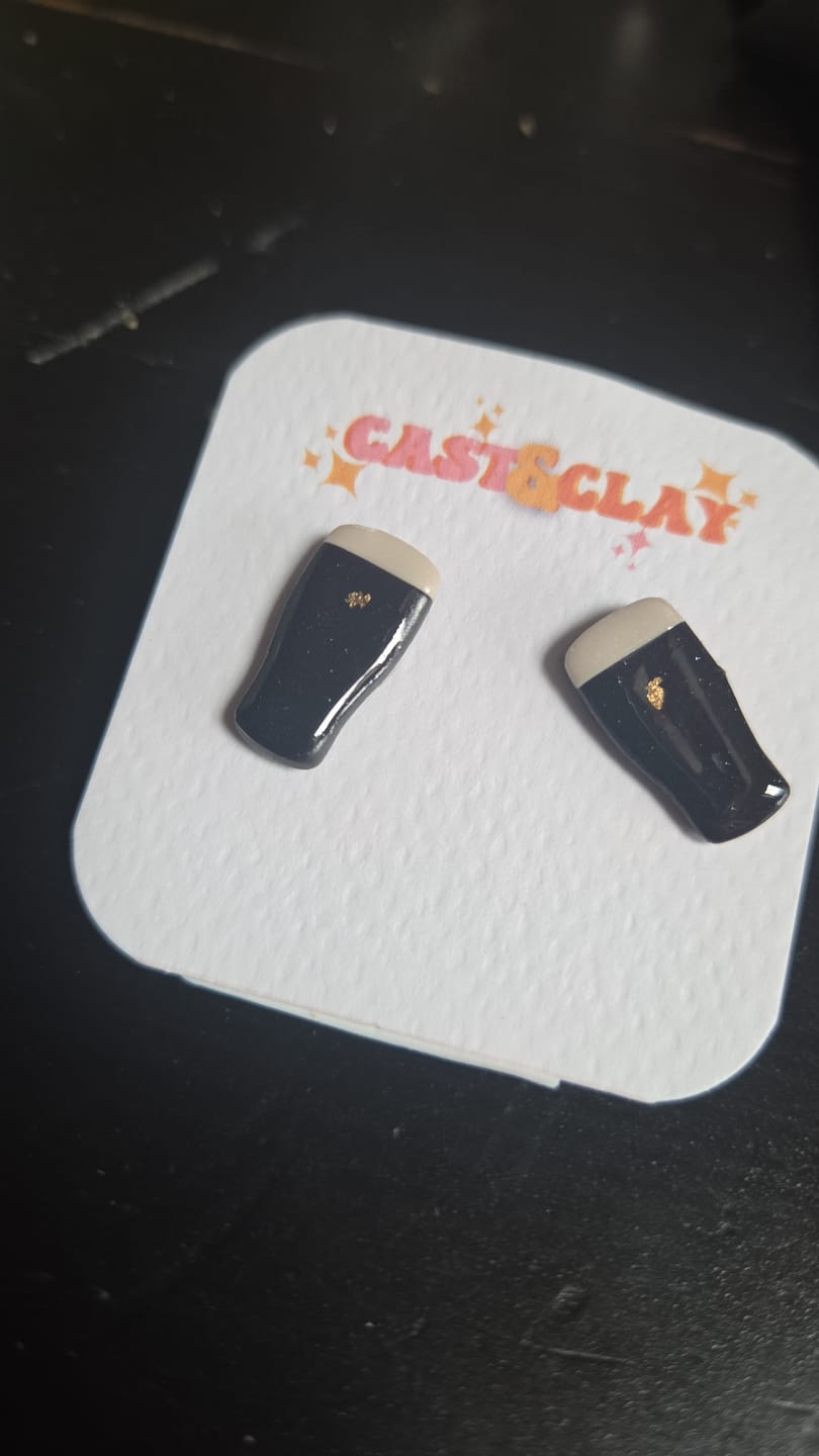 Customer photo review of Wee Guinness Pints Studs | Cast & Clay