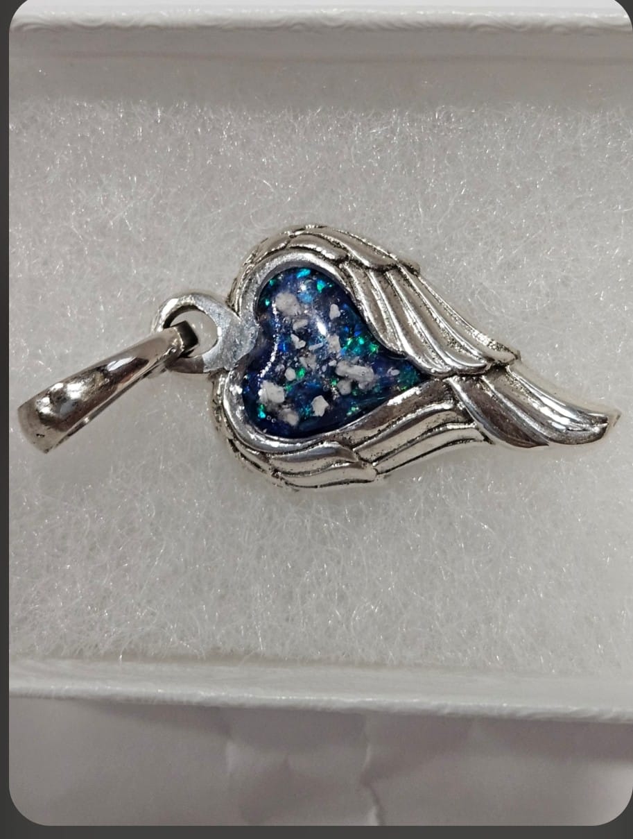 Customer photo review of Petite Angel Wing Pendant - Engravable