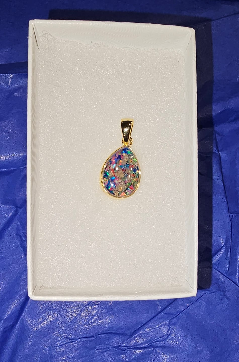 Customer photo review of Petite Pear Drop with Cremation Ashes