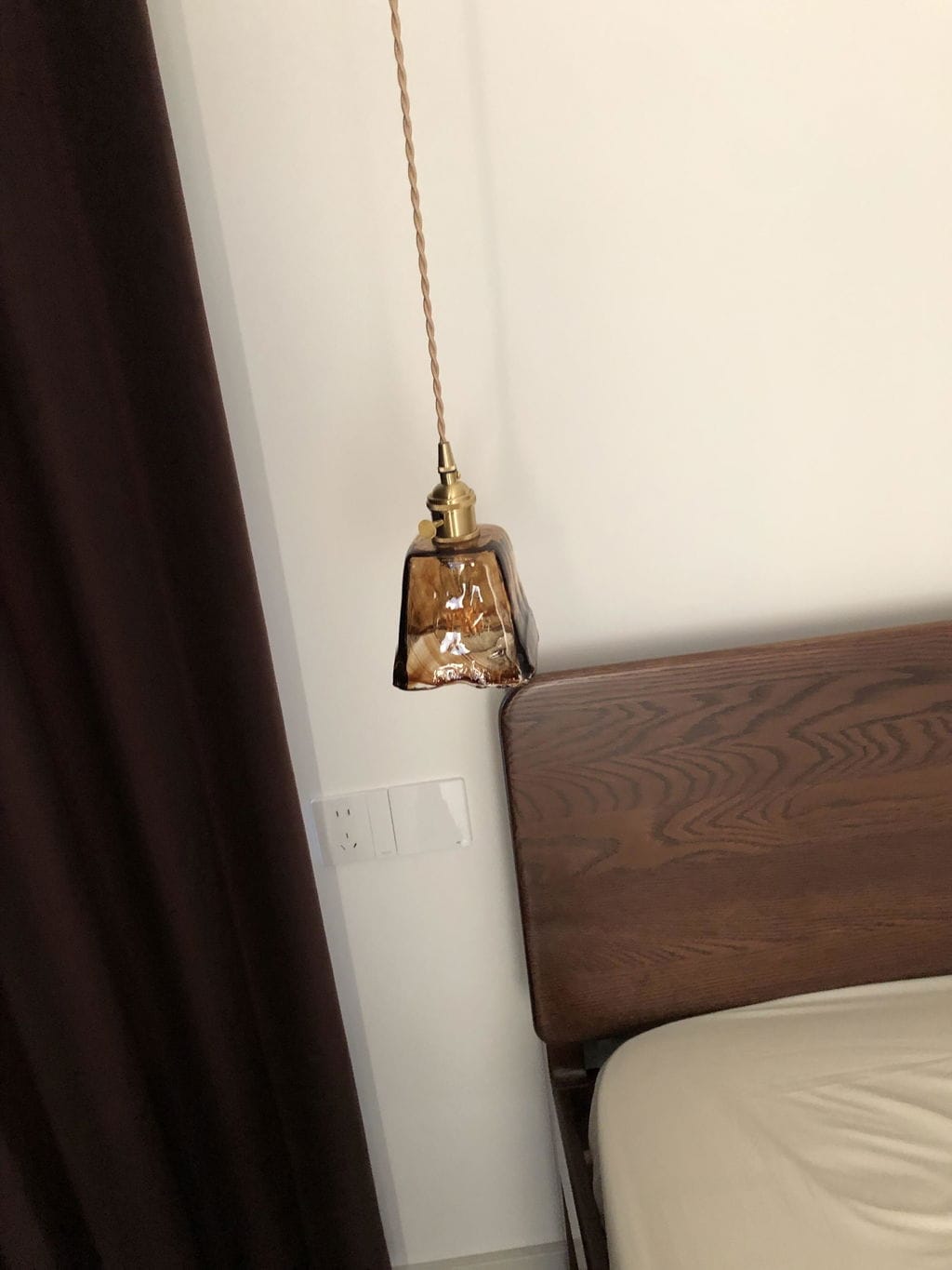 Customer photo review of Brass and Amber Glass Pendant Light, 15 to 18 cm, 150 cm Cord