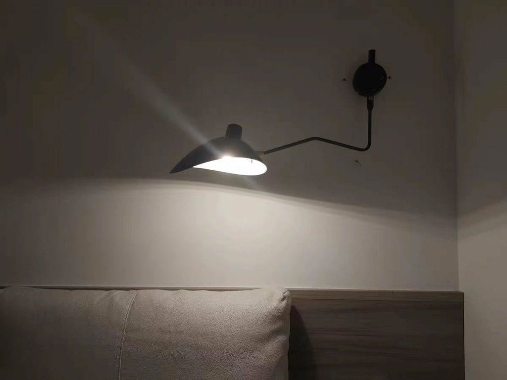 Customer photo review of Wall Light, Adjustable Curved Arm, Brass Joints, Wall Sconce
