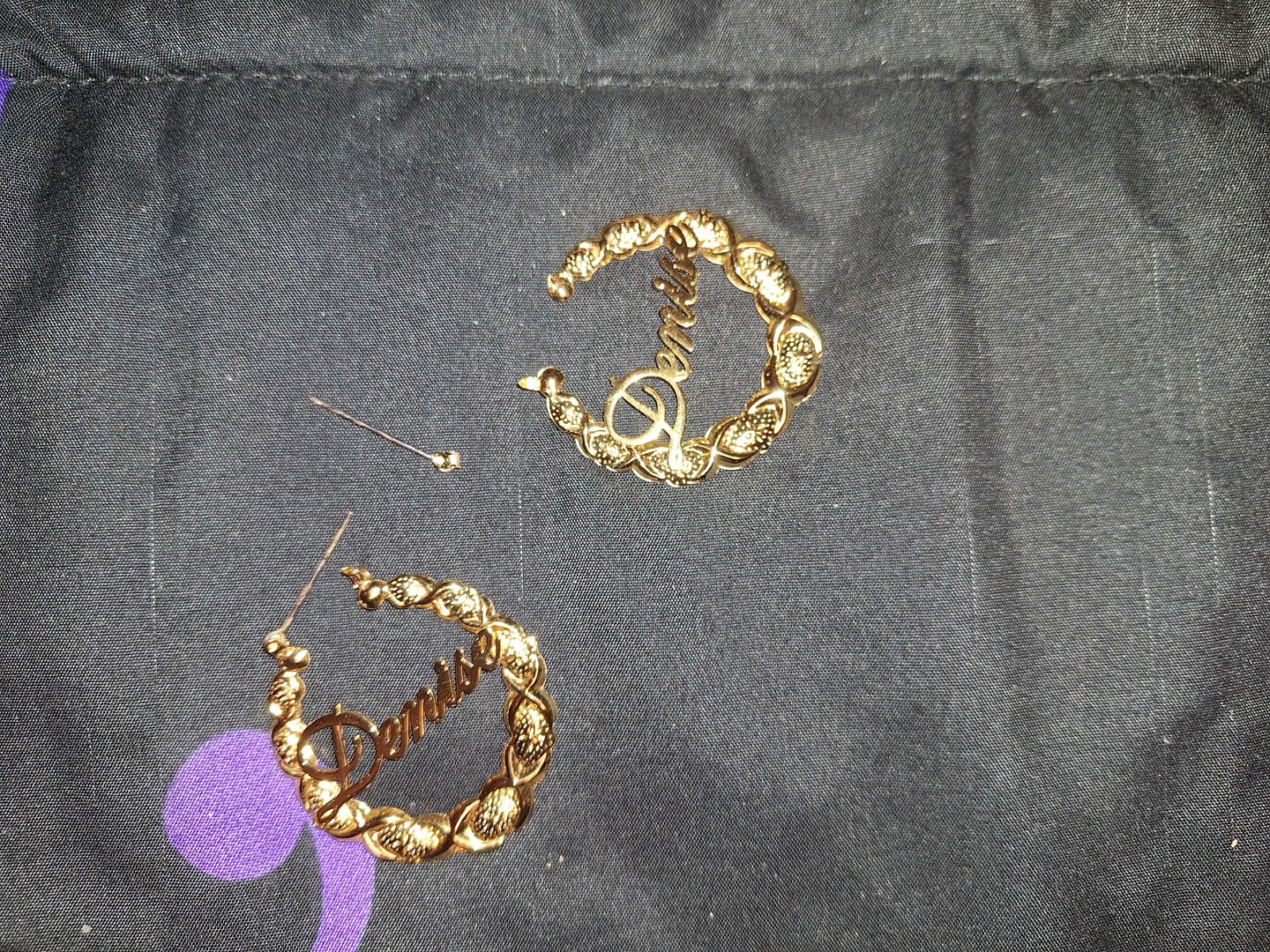 Customer photo review of XOXO Name Hoop Earrings