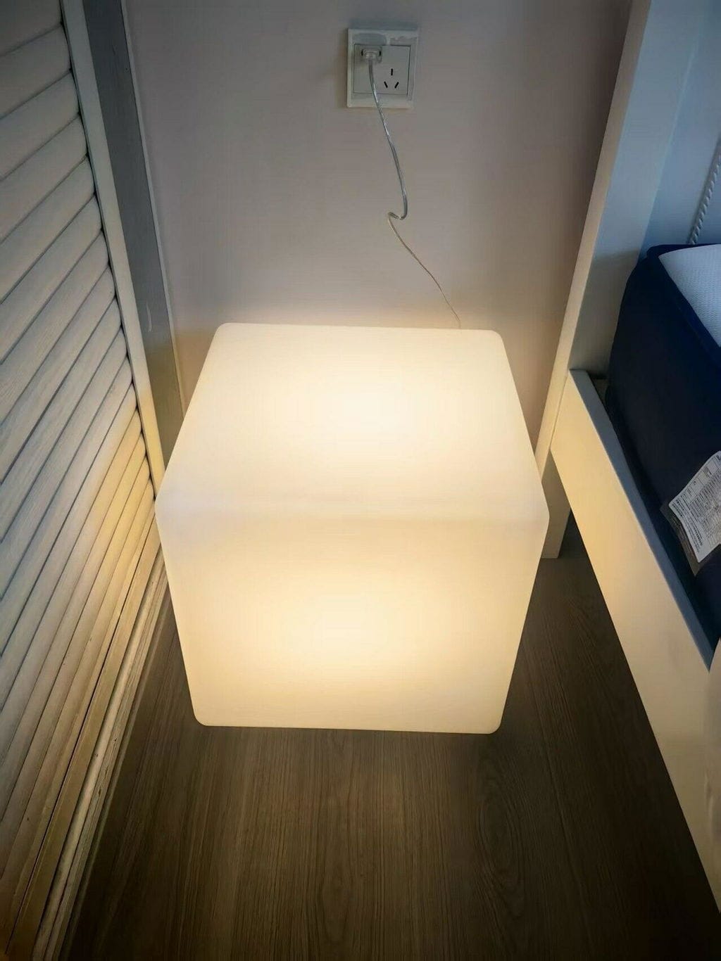 Customer photo review of Floor Lamp, Translucent White Cube Shade, Plug In, 20 to 40 cm