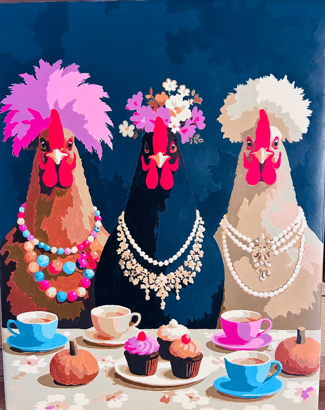 Customer photo review of Fancy Chickens Society | Paint by Number