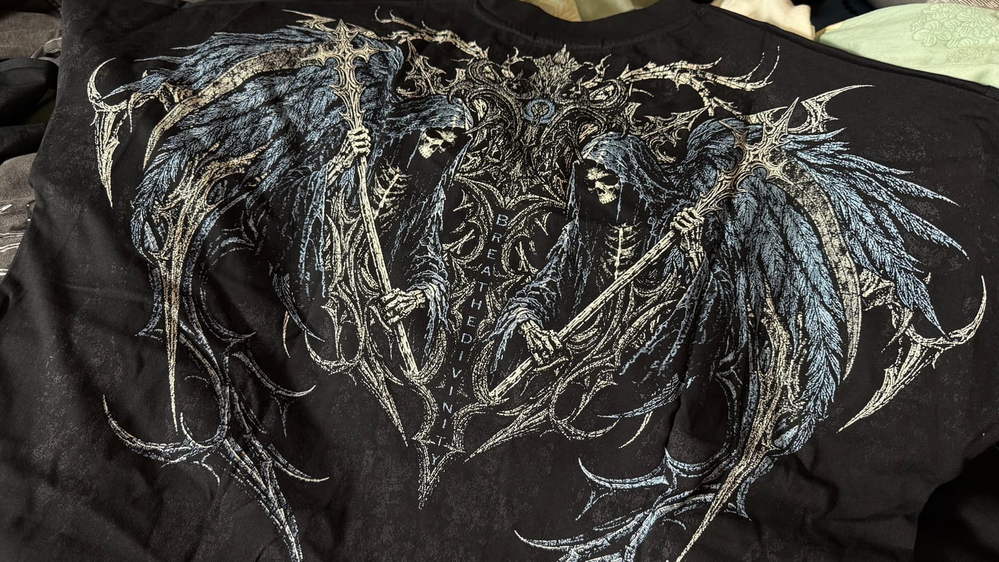 Customer photo review of Blood Reaper Oversized T-shirt [OBSCURA]