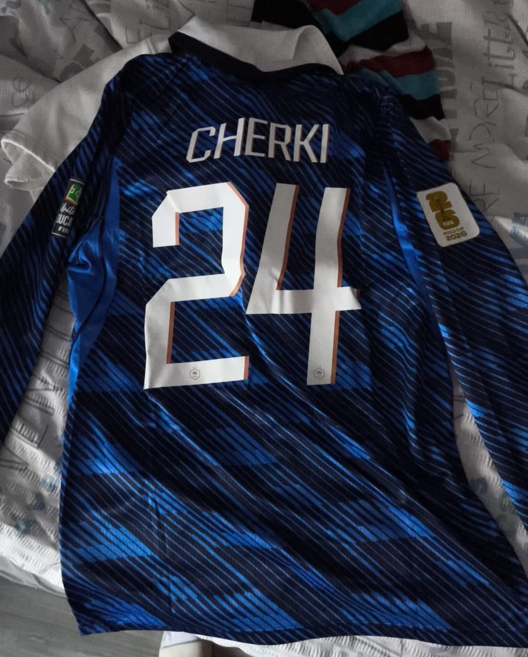 Customer photo review of Rayan Cherki #24 France 2026 World Cup Home Long Sleeve Football Jersey