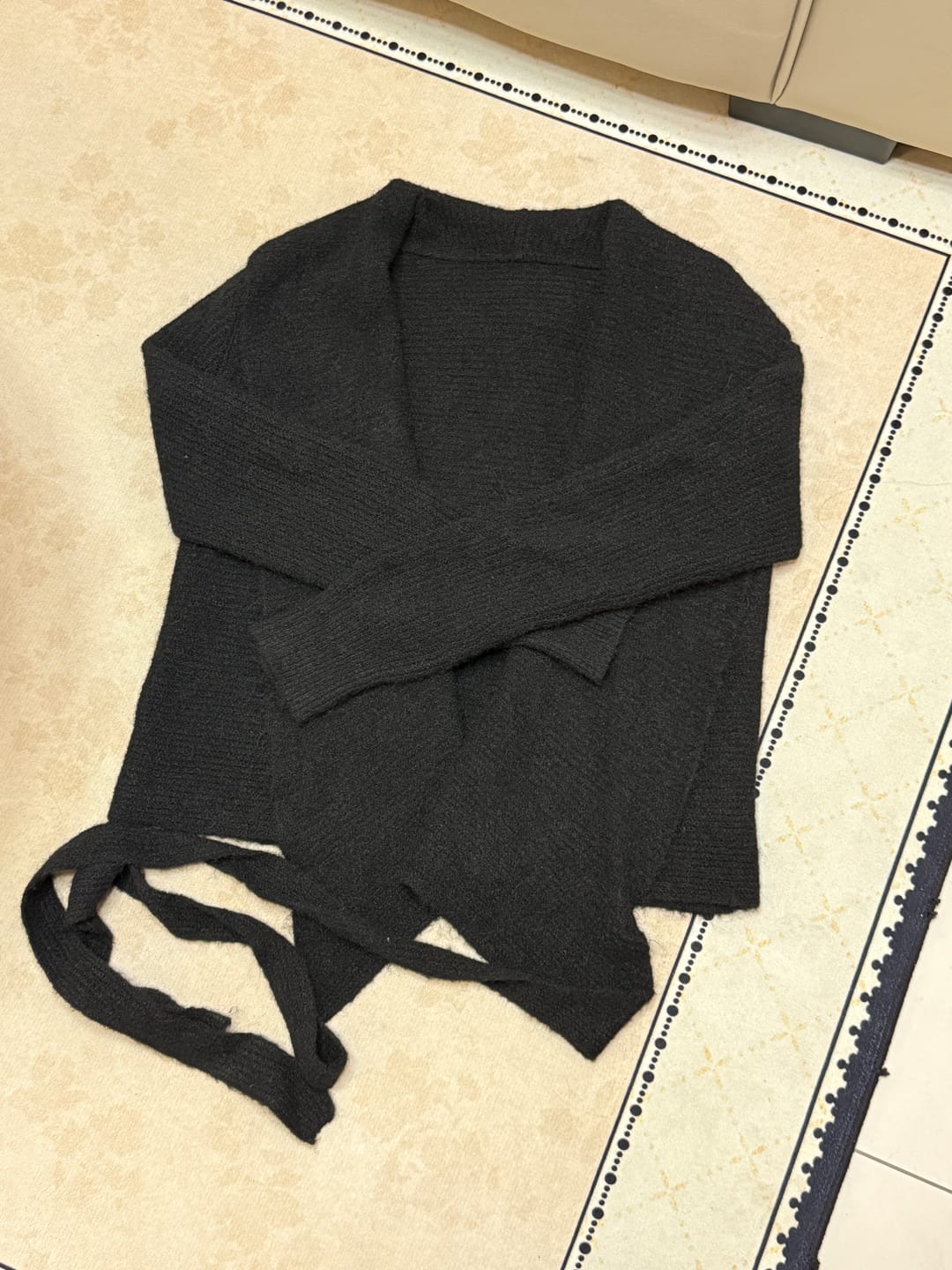 Customer photo review of Hydrae Deep V Wrap Tie-Waist Soft Knit Cardigan