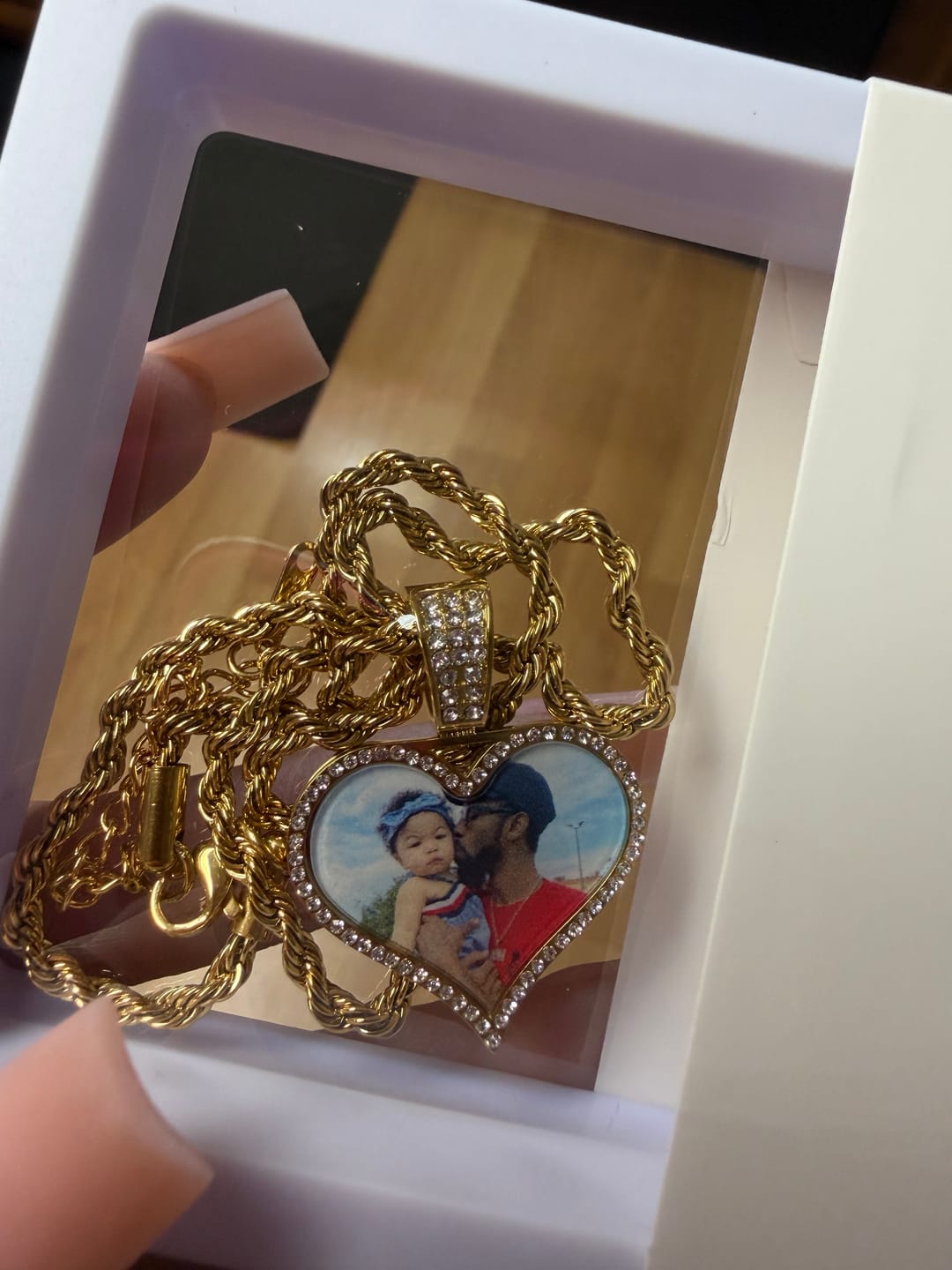 Customer photo review of Kids Iced Photo Pendant w/ Rope Chain