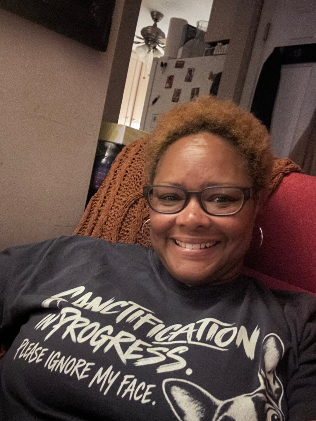 Customer photo review of Face in Progress T-Shirt