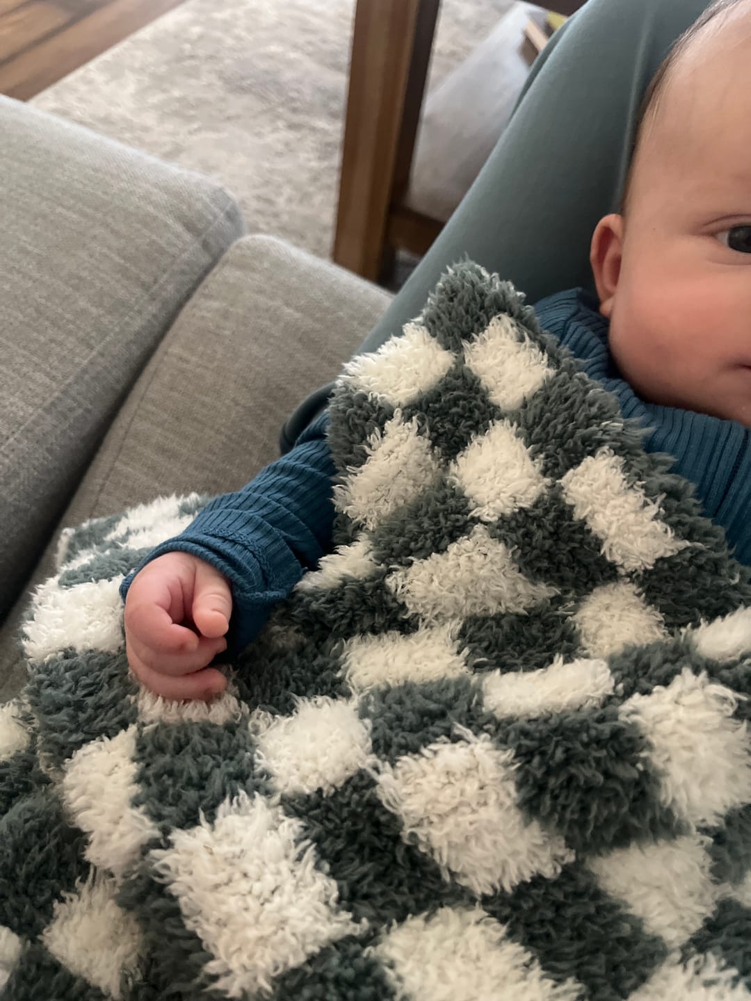 Customer photo review of Baby's Breath & Forest Green Check Print Lovey