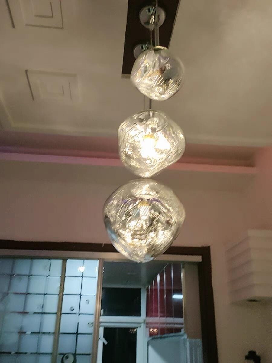 Customer photo review of Glass Pendant Light, Hot-Blown Molten Form, Adjustable 150 cm Cord